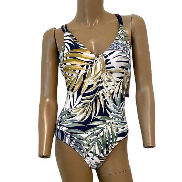 Hurley Criss cross back leaf print one piece swimsuit XS SW 5056 - Picture 11 of 11